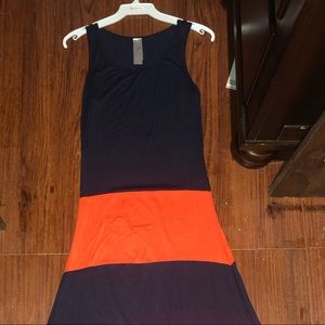GO Couture Size M Navy/Orange COlorblock Dress